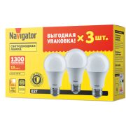 Лампа светодиодная 95 318 NLL-A60-13-230-2.7K-E27-PACK3 NAVIGATOR 95318